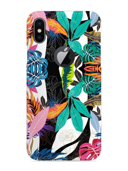 Floral Pattern Bright Snap Case for Apple Iphone X (Logo Cut) Zapvi