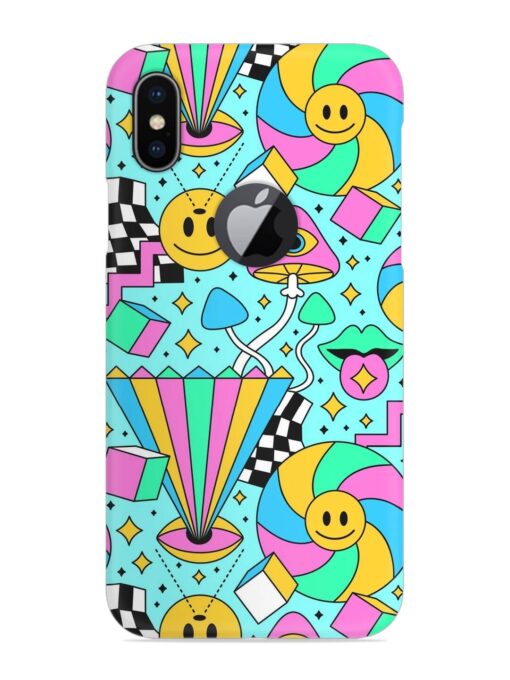 Trippy Rainbow 60S Snap Case for Apple Iphone X (Logo Cut) Zapvi