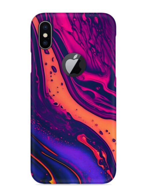 Fluid Blue Pink Art Snap Case for Apple Iphone X (Logo Cut) Zapvi