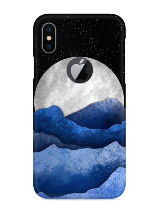 Full Moon Mountain Vector Snap Case for Apple Iphone X (Logo Cut) Zapvi