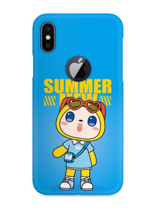 Summer Mew Cartoon Snap Case for Apple Iphone X (Logo Cut) Zapvi