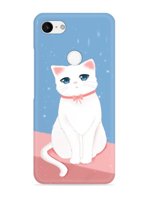 Cute White Cat Snap Case for Google Pixel 3 Xl Zapvi