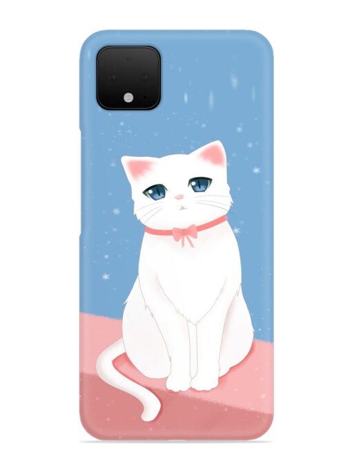 Cute White Cat Snap Case for Google Pixel 4 Zapvi