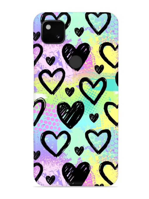 Bright Pattern Hearts Snap Case for Google Pixel 4A Zapvi