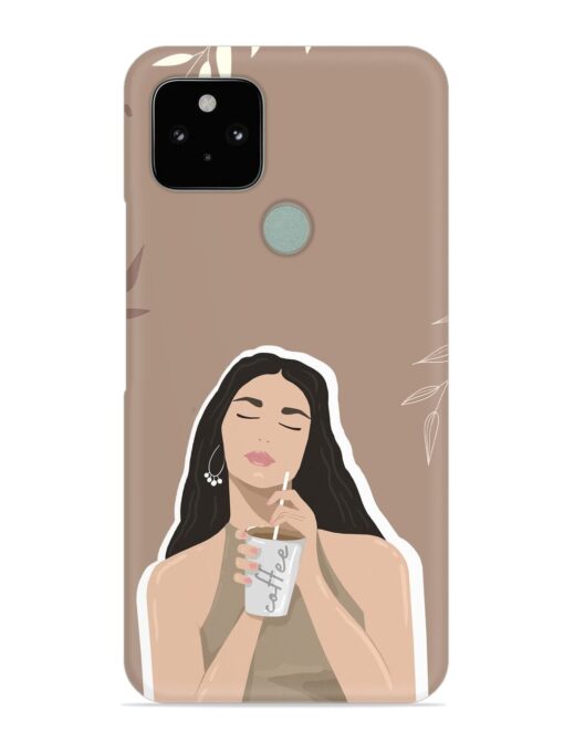 Girl With Coffee Snap Case for Google Pixel 5 Zapvi