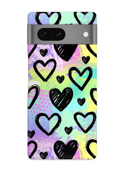 Bright Pattern Hearts Snap Case for Google Pixel 7 Zapvi