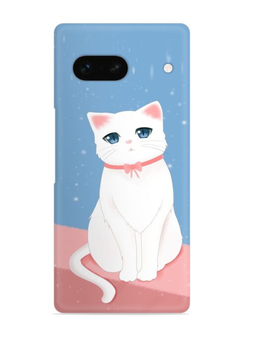 Cute White Cat Snap Case for Google Pixel 7A Zapvi