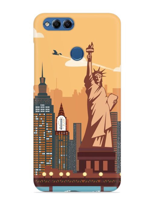 New York Statue Of Liberty Architectural Scenery Snap Case for Honor 7X Zapvi