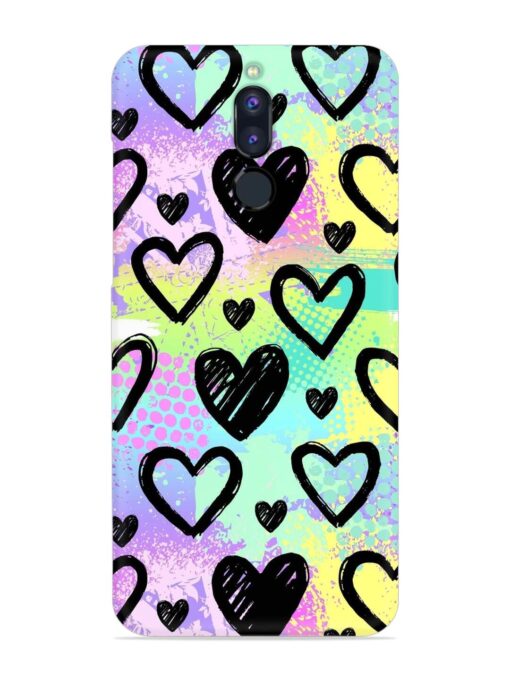 Bright Pattern Hearts Snap Case for Honor 9I Zapvi