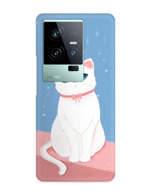 Cute White Cat Snap Case for Iqoo 11 (5G) Zapvi