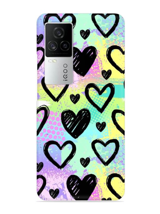 Bright Pattern Hearts Snap Case for Iqoo 7 Legend (5G) Zapvi