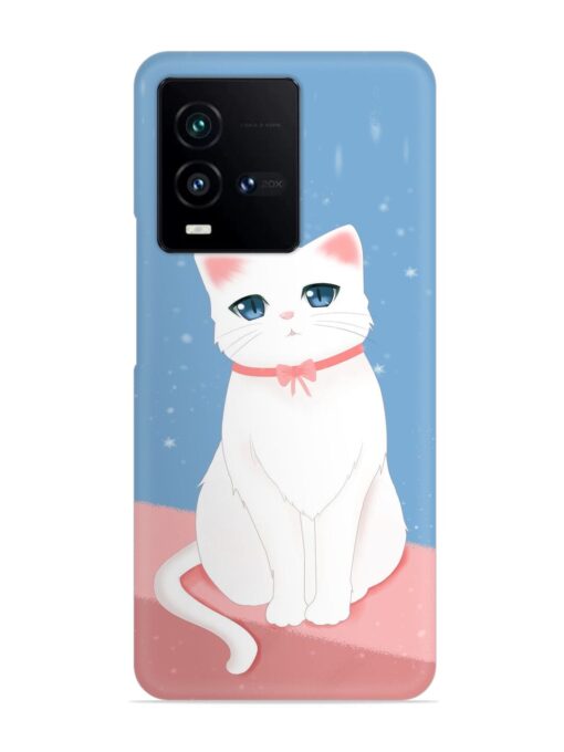 Cute White Cat Snap Case for Iqoo 9T (5G) Zapvi