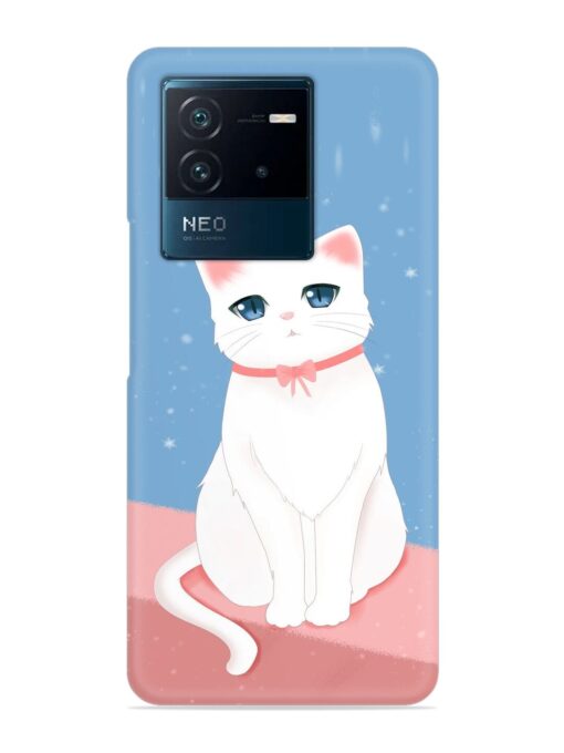 Cute White Cat Snap Case for Iqoo Neo 6 (5G) Zapvi