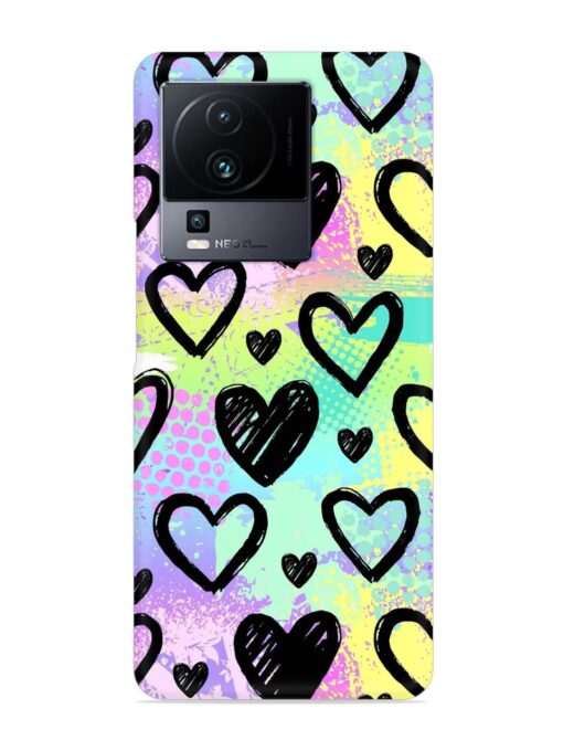 Bright Pattern Hearts Snap Case for Iqoo Neo 7 (5G) Zapvi