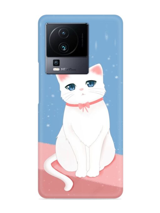 Cute White Cat Snap Case for Iqoo Neo 7 (5G) Zapvi