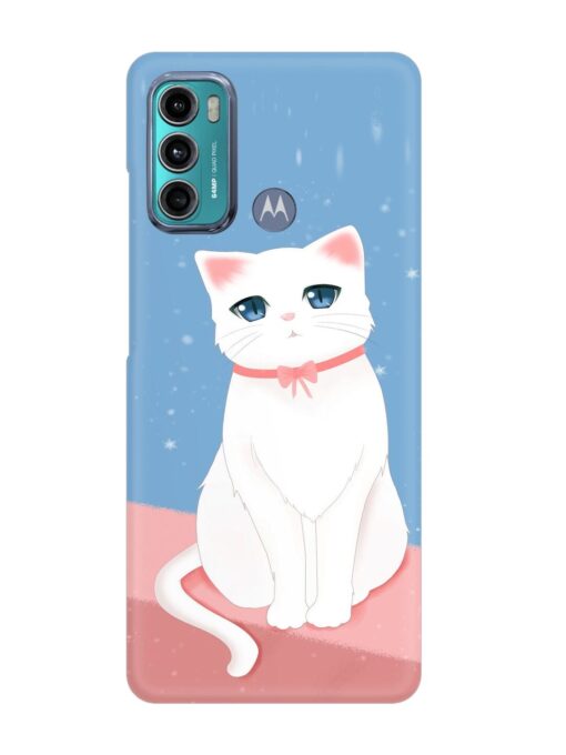 Cute White Cat Snap Case for Motorola Moto G40 Fusion Zapvi