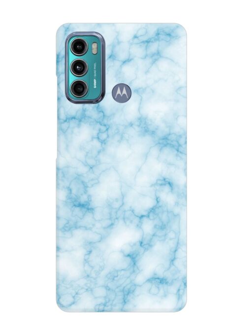 Blue White Natural Marble Snap Case for Motorola Moto G60 Zapvi