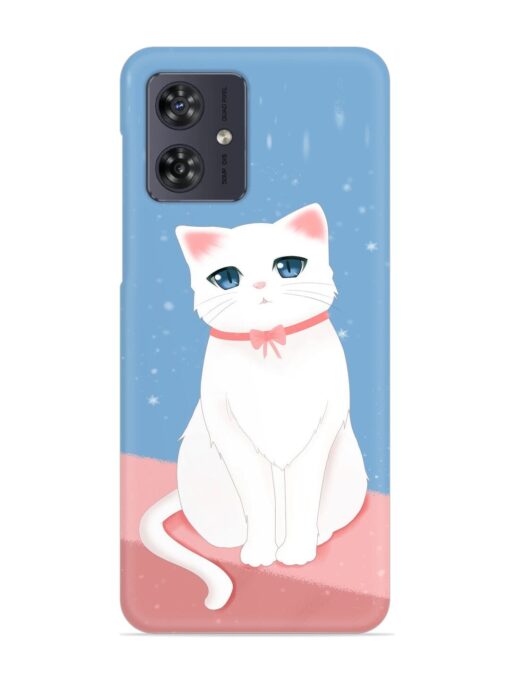 Cute White Cat Snap Case for Motorola Moto G64 (5G) Zapvi