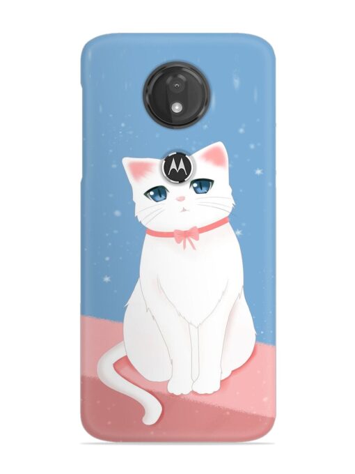 Cute White Cat Snap Case for Motorola Moto G7 Power Zapvi