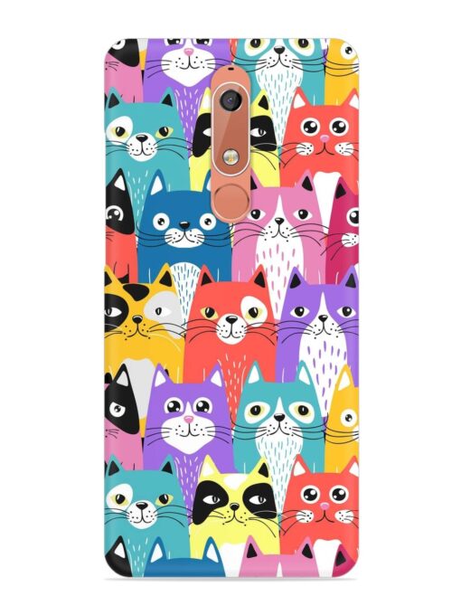 Funny Cartoon Cats Snap Case for Nokia 5.1 Zapvi