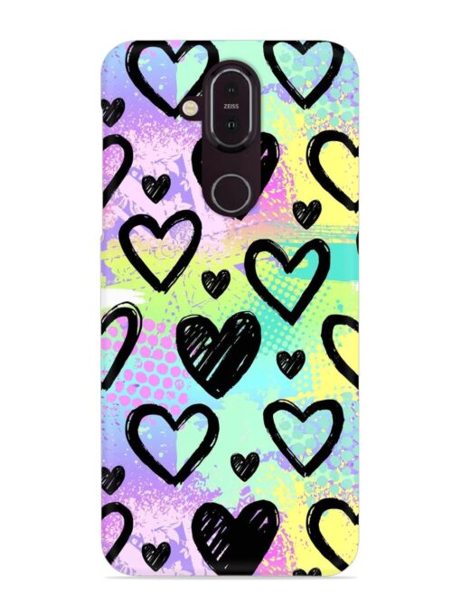 Bright Pattern Hearts Snap Case for Nokia 7.1 Zapvi