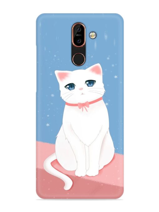 Cute White Cat Snap Case for Nokia 7 Plus Zapvi