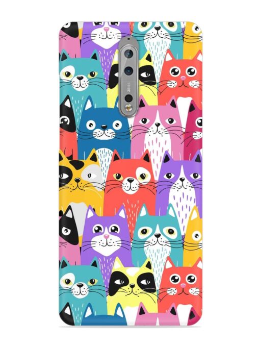 Funny Cartoon Cats Snap Case for Nokia 8 Zapvi