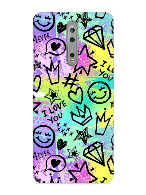 Bright Seamless Pattern Snap Case for Nokia 8 Zapvi