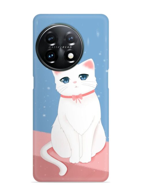 Cute White Cat Snap Case for Oneplus 11R (5G) Zapvi