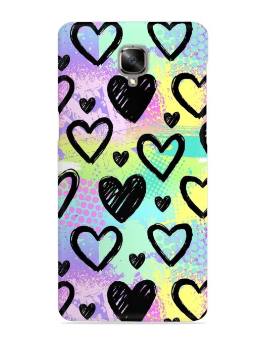 Bright Pattern Hearts Snap Case for Oneplus 3 Zapvi