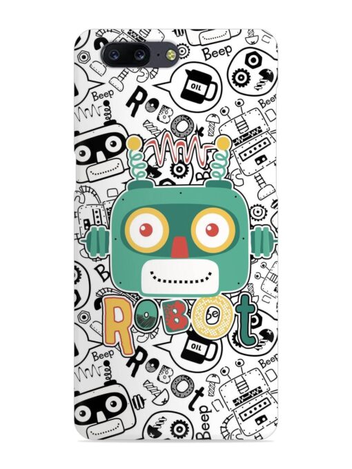 Robot Modern Seamless Pattern Snap Case for Oneplus 5 Zapvi