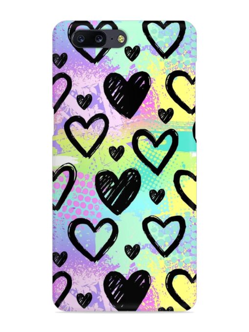 Bright Pattern Hearts Snap Case for Oneplus 5 Zapvi