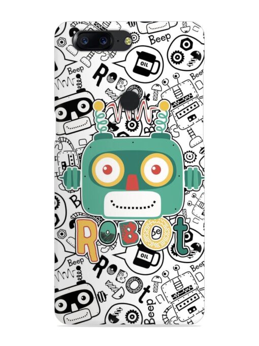 Robot Modern Seamless Pattern Snap Case for Oneplus 5T Zapvi