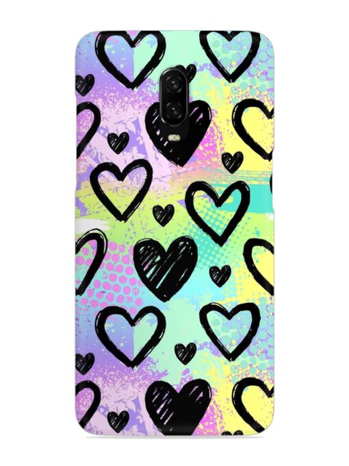 Bright Pattern Hearts Snap Case for Oneplus 6T Zapvi