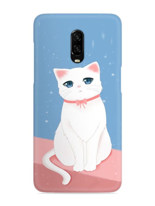 Cute White Cat Snap Case for Oneplus 6T Zapvi