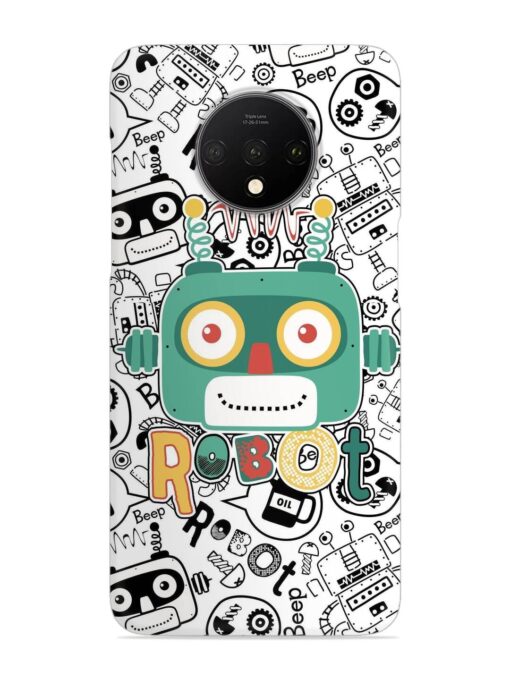 Robot Modern Seamless Pattern Snap Case for Oneplus 7T Zapvi