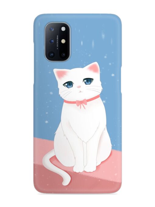 Cute White Cat Snap Case for Oneplus 8T (5G) Zapvi