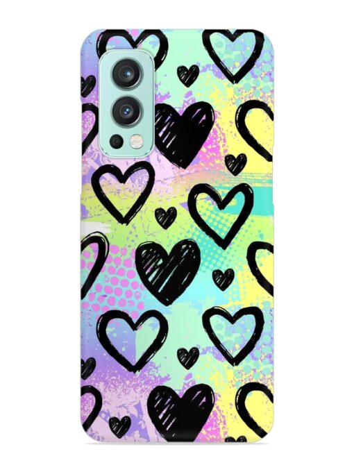 Bright Pattern Hearts Snap Case for Oneplus Nord 2 (5G) Zapvi