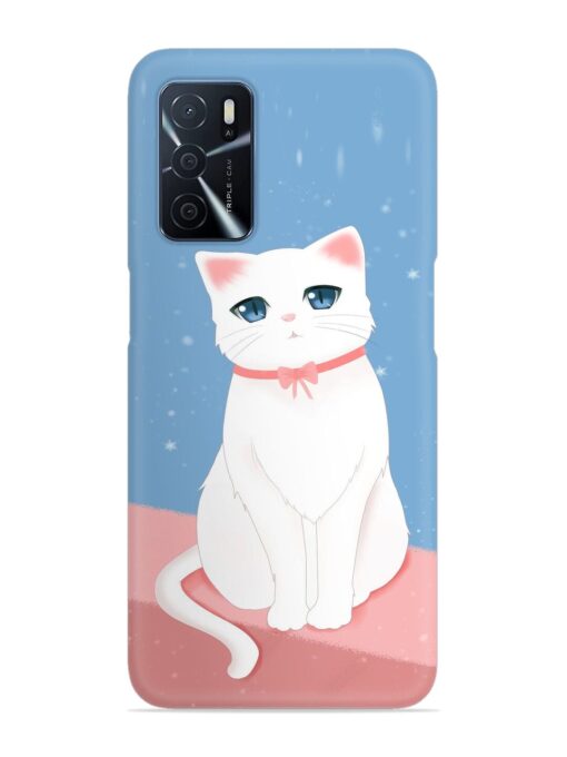 Cute White Cat Snap Case for Oppo A16 Zapvi