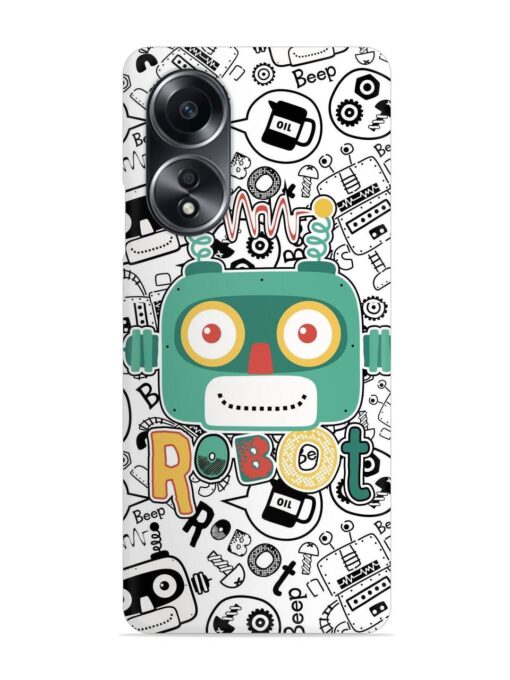 Robot Modern Seamless Pattern Snap Case for Oppo A58 Zapvi