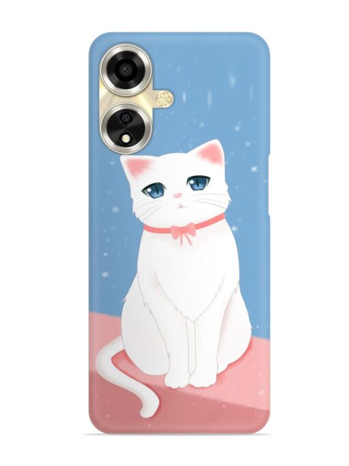 Cute White Cat Snap Case for Oppo A59 (5G) Zapvi