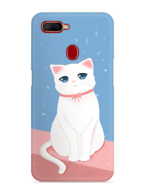 Cute White Cat Snap Case for Oppo A5S Zapvi