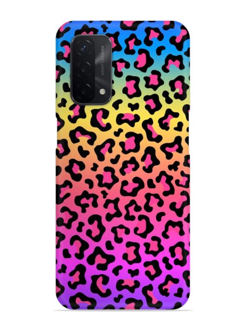 Neon Rainbow Colored Snap Case for Oppo A74 (5G) Zapvi