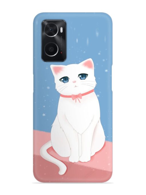 Cute White Cat Snap Case for Oppo A76 Zapvi