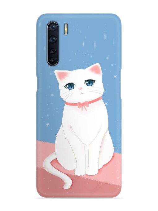 Cute White Cat Snap Case for Oppo F15 Zapvi