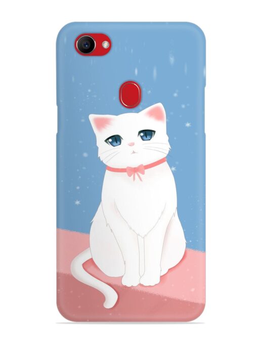 Cute White Cat Snap Case for Oppo F7 Zapvi