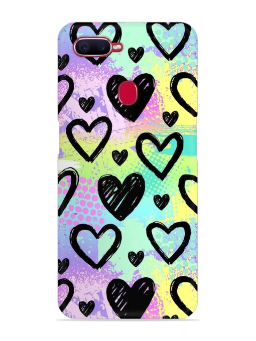 Bright Pattern Hearts Snap Case for Oppo F9 Pro Zapvi