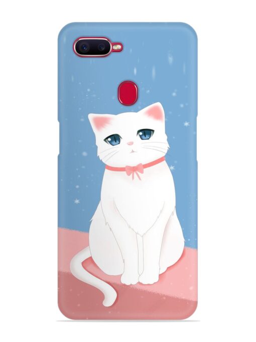 Cute White Cat Snap Case for Oppo F9 Pro Zapvi