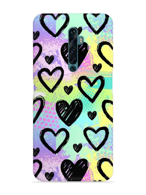 Bright Pattern Hearts Snap Case for Oppo Reno 2F Zapvi