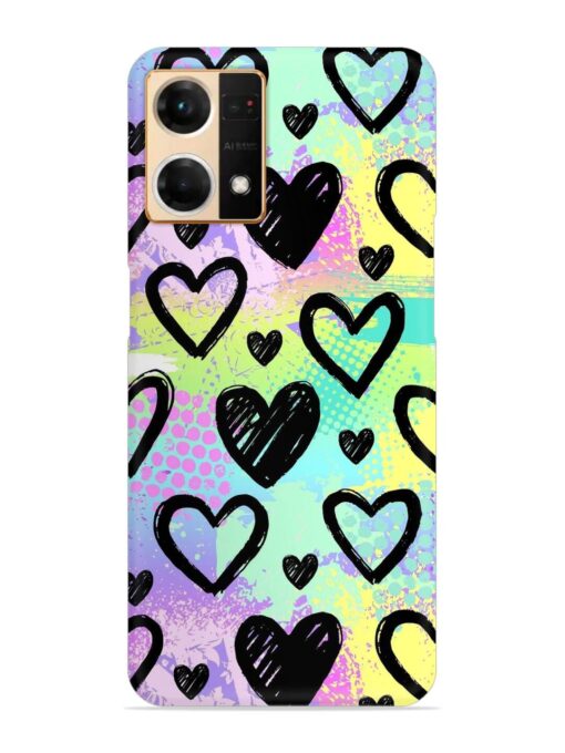 Bright Pattern Hearts Snap Case for Oppo Reno 7 (4G) Zapvi